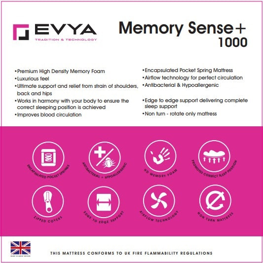 EVYA Memory Sense Pocket Sprung Mattress - Best Mattress for Couples